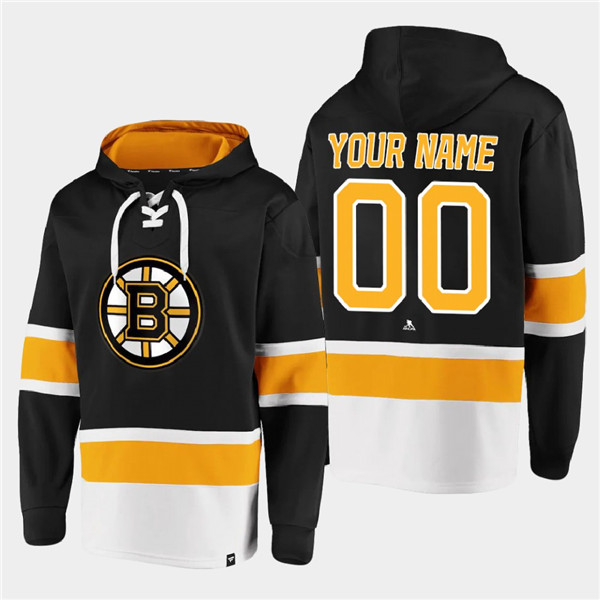 Men's Boston Bruins Active Player Custom Black All Stitched Sweatshirt Hoodie